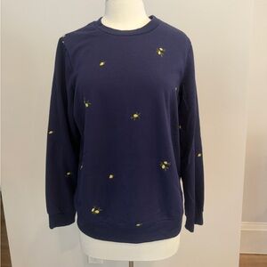 Gloria Vanderbilt Navy Sweater with 🍋 Lemon Embroidery